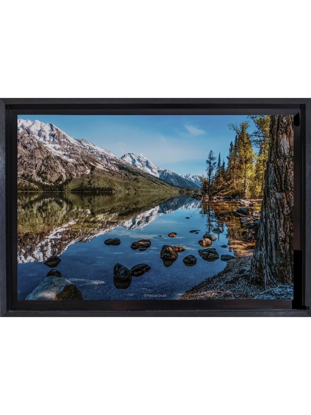 Jackson Lake - 12 x 18 photo infused on aluminum, in 14.5 x 20.5 Float Frame